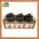 6 Pieces Ceramic Seasoning Pot with Bamboo Rack
