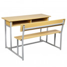Attached Wood Double Student Desk and Chair (SF-65A 2)