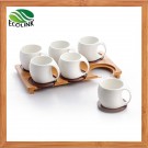 Bamboo Ceramic Coffee Cup Set 6PCS