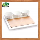 Bamboo Ceramic Fruit Dish Snack Plate Set