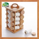 Bamboo Spice Rack with 16 Ceramic Jars
