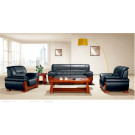 Black Leather Sofa Design with Wood (HY-S933)