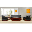 Black Synthetic Leather Sofa Set with Wooden Frame (HY-S924)