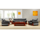 Black Synthetic Leather Sofa Set with Wooden Leg (HY-S807)