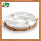 Ceramic 7 Compartment Plate with Bamboo Tray