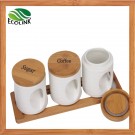 Ceramic Airtight Canister with Bamboo Lid & Bamboo Stand
