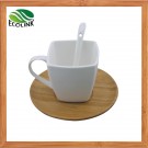Ceramic Coffee Cup with Bamboo Saucer