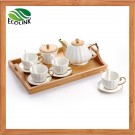 Ceramic Coffee Pot Coffee Cup Set with Bamboo Tray