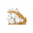 Ceramic Coffee Set W/ Bamboo Stand