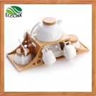 Ceramic Coffee Set with Bamboo Stand