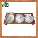 Ceramic Cruet Set with Bamboo Holder