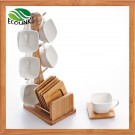 Ceramic Cup and Bamboo Coaster Set
