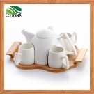 Ceramic Drink Set with Bamboo Tray