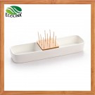 Ceramic Fruit Dish with Bamboo Toothpick Holder