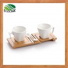Ceramic Lovers Cup with Bamboo Saucer