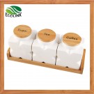 Ceramic Seal Bottle / Storage Jar Set with Bamboo Stand