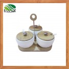 Ceramic Seasoning Jar Set with Portable Bamboo Stand