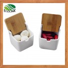 Ceramic Storage Jar with Bamboo Lid for Garlic