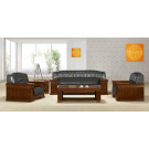 China Manufacturer Office Furniture! Black Genuine Leather Sofa Set (HY-S925)