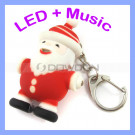 Christmas Rubber LED Keychain Keyrings with Sound for Promotion