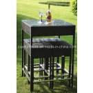 F-Gt5089+ Gt3078 Saving Space Outdoor Patio Bar Rattan Bar Set