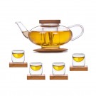 Glass Coffee Set W/ Bamboo Coaster