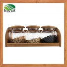 Glass Sealed Food Storage Jar 3PCS Set with Bamboo Stand