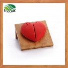 Heart Shaped Ceramic Spice Jar with Bamboo Base