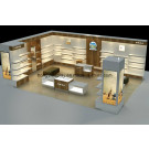 Ladies Shoes Display Kiosk with Wooden Display Cabinet