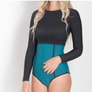 Lycra UV Protection Long Sleeve Bikini Onsie, Nylon Spandex / Polyester Spandex Scoop Collar One-Pieces
