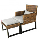 Modern European Style Rattan Lounge Chair with Foostool