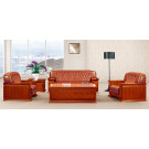 Office Brown Genuine Leather Sofa Set Design with Wood Frame (HY-S948)