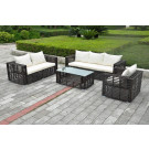 Outdoor Furniture, PE Rattan& Aluminum Frame Thick Round Rattan Sofa