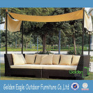 Outdoor Rattan Sofa Set with Aluminum Tube and Canopy