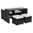 Outdoor Wicker Patio Garden Rattan Dining Table and Chair (PAD-1108)