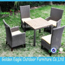 Plastic Wood Table Top Wicker Rattan Garden Set