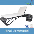 Round PE Rattan Chaise Lounge with Aluminum Frame