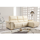 Storage Chaise Lounge Leather Sofa (611)