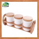 Sugar Salt Spice Jar with Bamboo Stand
