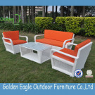 White Patio Rattan Furniture Armed Sofa Set