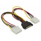 15 Pin SATA Power Male to Dual Molex 4 Pin Female