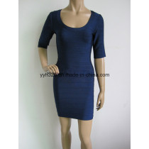 2014 New Autumn Stripe Short Sleeve Stylish Party Dress