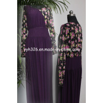 2014 Yyh Women Clothing Floral Purple Maxi Muslim Dress
