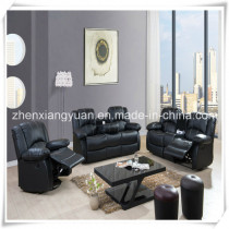 Black Synthetic Leather Recliner Sofa (A-3591)