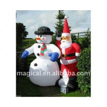 Customized Inflatable Snowman with Santa Claus Ornament (MIC-495)