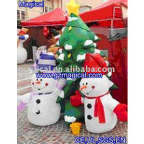 Inflatable Mini Cute Snowmans Beside Tree (MIC-229)