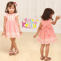 Latest Design Pink Embroidered Cotton Baby Dress, Korean Children Clothing