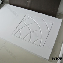 Molded White Poly Resin Shower Pan with Flat Edge