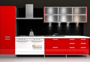 2013 New Designs Red and White Kitchen Designs