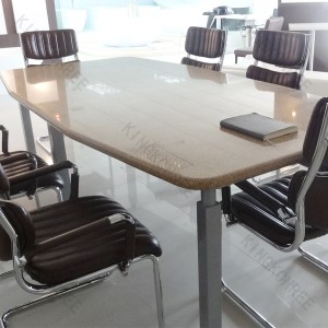 Brown Stone Conference Table, Solid Surface Table and Chairs